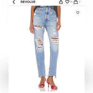 Levi’s 501 straight distressed jean